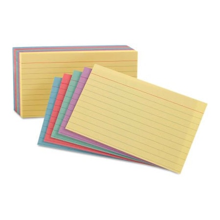 Esselte Oxford Rule Index Cards 35810, 5" x 8", Assorted, 100/Pack 35810